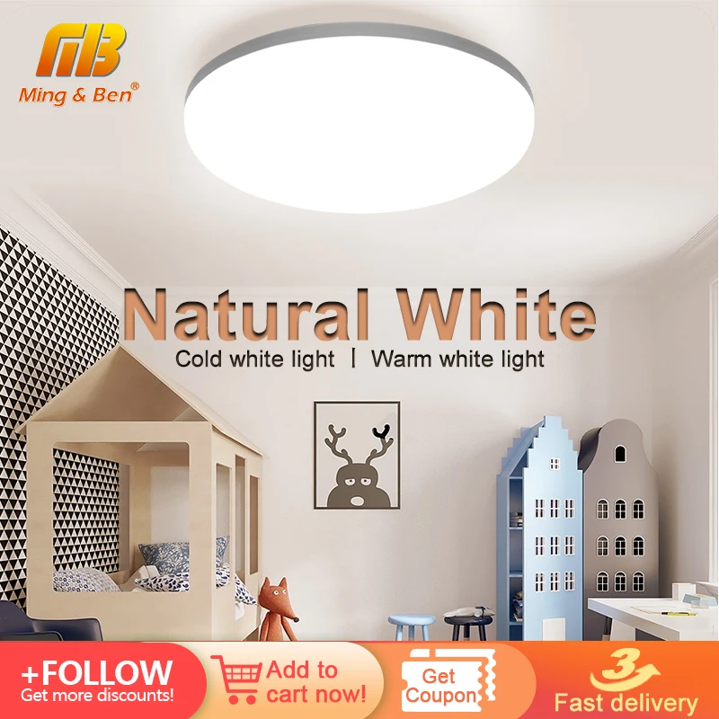 Lámpara de techo LED para decoración del hogar, luces naturales Lustre para sala de estar, comedor, 120V, 220V, 48W, 36W, 24W, 18W