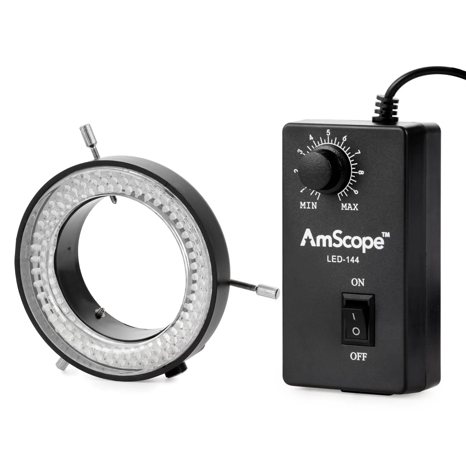 AmScope supplies 144-LED mikroskop lampa pierścieniowa z adapterem