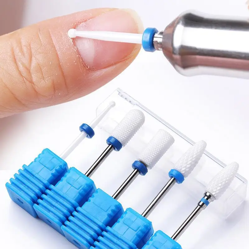 5PCS/Set Ceramic Carbide Tungsten Nail Drill Bits For Electric Drill Manicure Pedicure Tools Nail Drill Machine Accessories