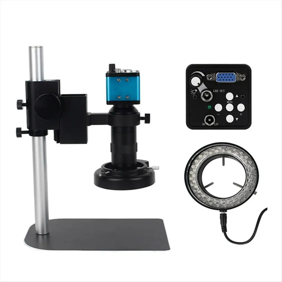 doyou 13MP VGA Video Microscope Camera 1080P with 1-130X Zoom C-Lens and Brightness Adjustable Light for Phone Repair EU Plug