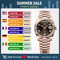2025 New PAGANI DESIGN Men's Watch DD36 Rose Gold Luxury Automatic Watch For Men Mechanical Wristwatches Sapphire Mirror Clock