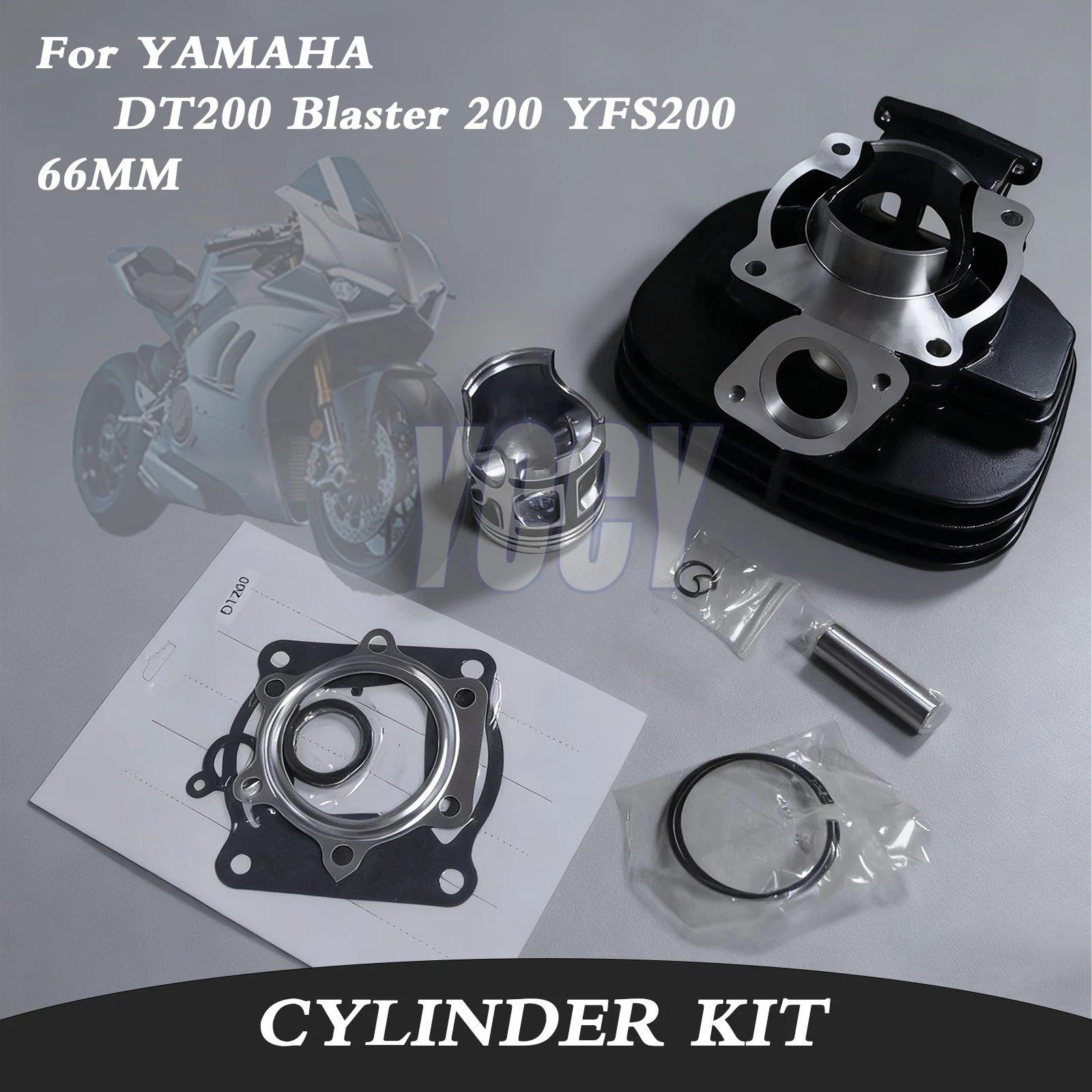 Kit de cilindro de motor de motocicleta de gran cilindro, 66MM, 200CC, para YAMAHA DT200 Blaster 200 YFS200 DT YFS 200 1988-2006, Kit de juntas de pistón