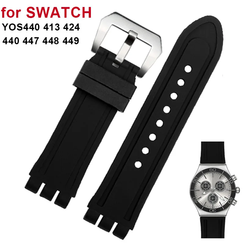 23mm Silicone Strap for Swatch YOS440 413 424 440 447 448 449 Rubber Watch Band Sports Men\'s Bracelet Watch Accessories