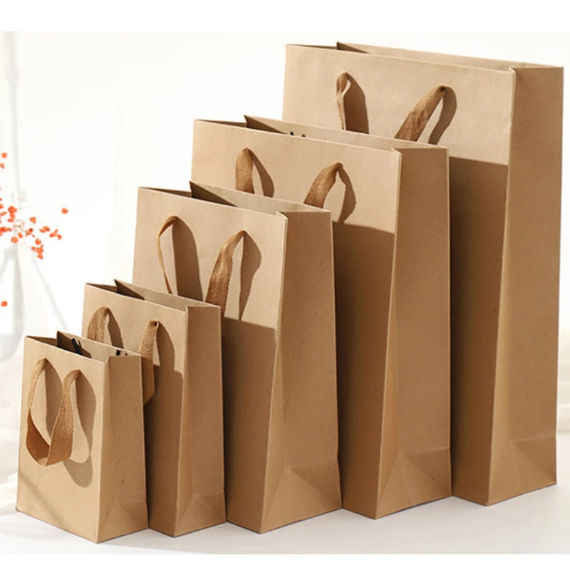 10pcs/lot khaki Kraft Paper Bags Portable Gift Pakcaging Bag for Business Wedding Christmas Party Favors Decoration paper bag