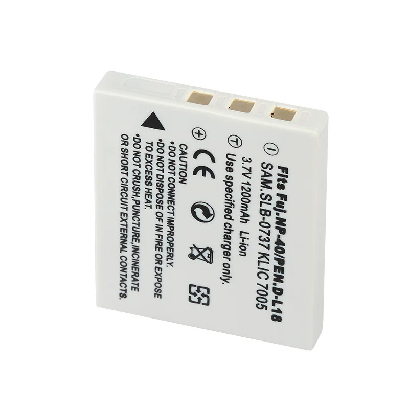 Bateria de substituição de 1200mAh para Samsung SLB-0737 para Pentax D-Li8 para Fujifilm FNP-40 para Kodak KLIC-7005 Bateria de câmera digital