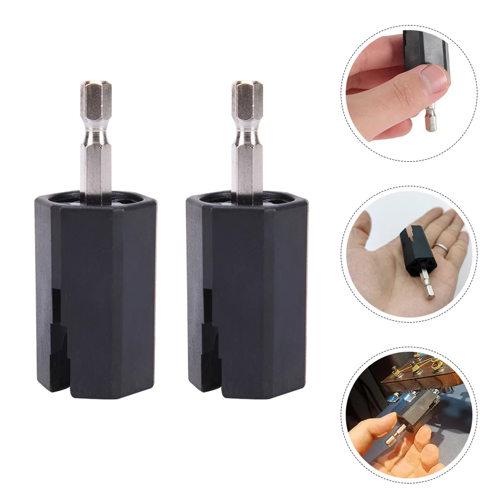 

2 Pcs Guitar Electric Drill Supplies Pin Puller Power Drills String Maintenance Tool Plug Winder Metal