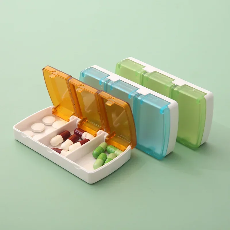 1PC Sealed 3 Grids Medicine Box Portable Health Care Storage Medicine Box Plastic Box Portable Travel Pill Container Case