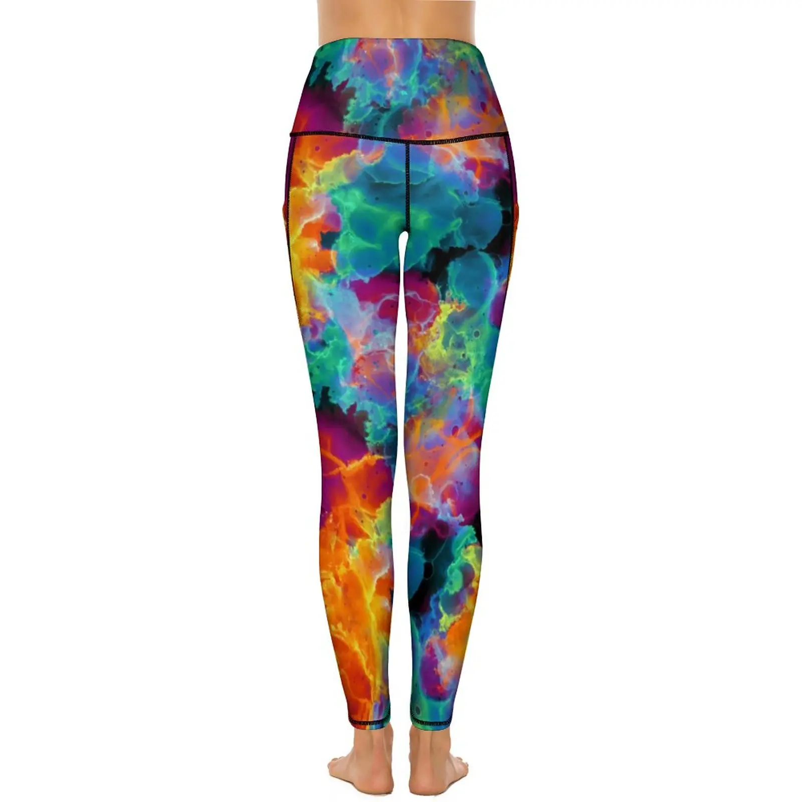 Watercolor Neon Paint Leggings Abstract Art Print Gym Yoga Pants Women Push Up Retro Leggins Sexy Quick-Dry Sports Tights