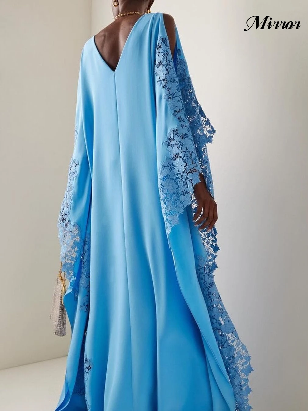 Mirror Dress Elegant Vintage Sweet Blue Lace Applique Stylish V-Neck Customize Formal Occasion Prom Dress Evening Party Gowns image 2