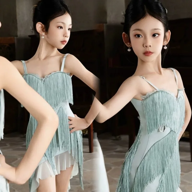 New Latin dance clothes Girls fringed dress Daily practice clothes Performance dance clothes