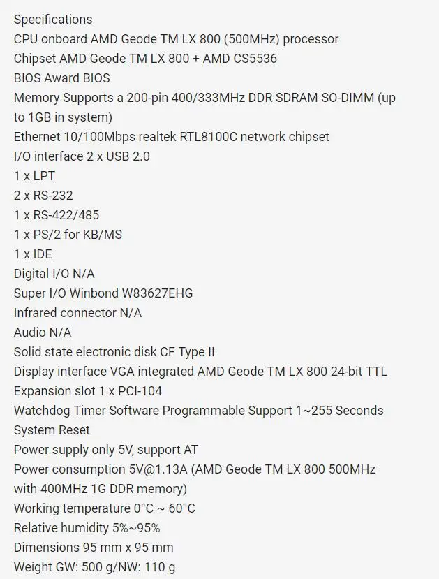 AvaCorePM-LX-800-R11 100%OK PCI104 Mainboard original Fanless IPC CPU Board PC/104 Embedded Industrial Motherboard