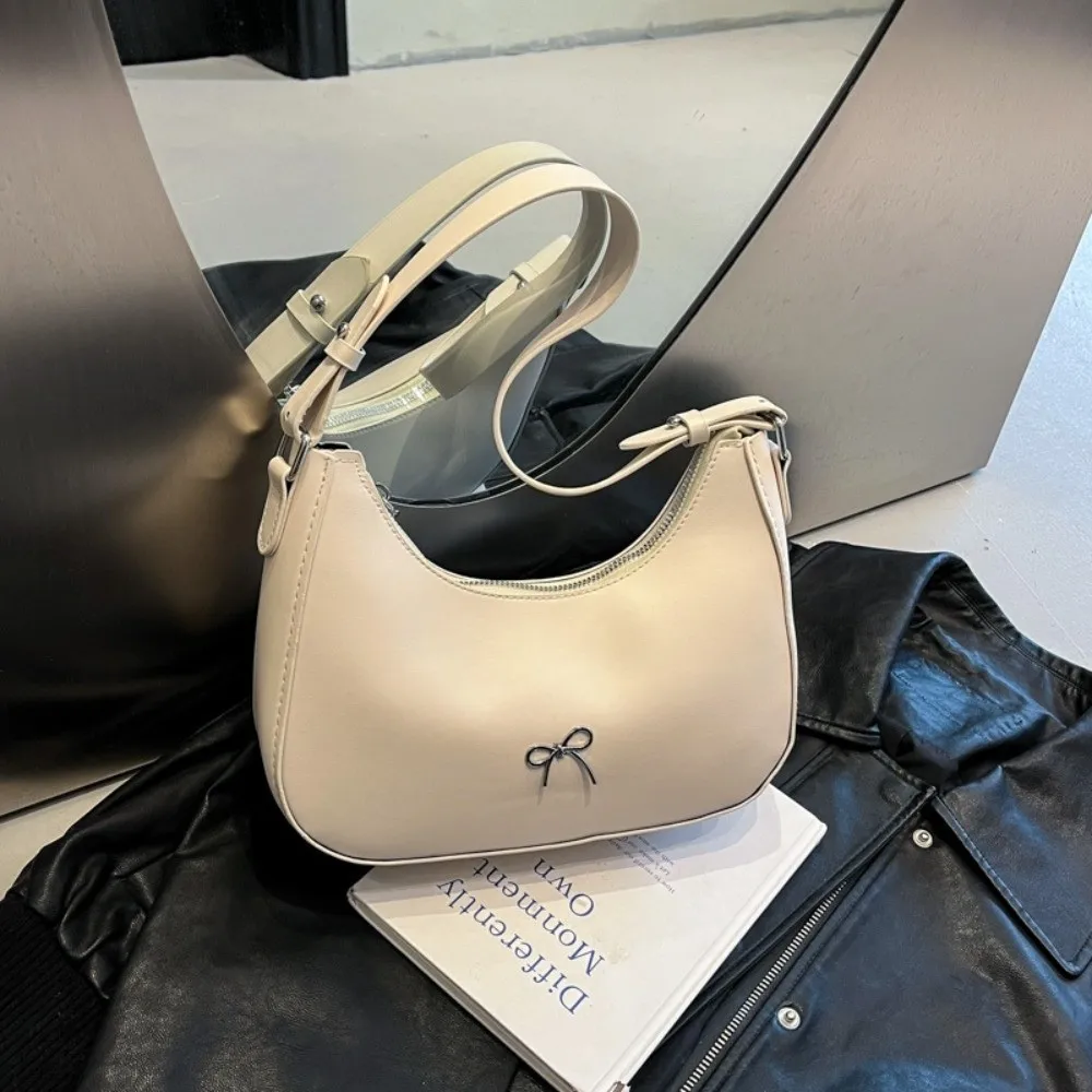 

Trendy PU Leather Bowknot Armpit Bag Korean Solid Color Bowknot Underarm Bag Luxury Sweet Y2K Handbag Girls