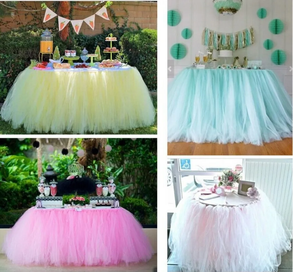 1Pcs 15 Colors Tulle Table Skirt DIY Tutu Tableware Skirts For Wedding Birthday Decoration Baby Shower Favors Party Home Textile