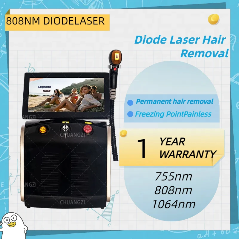 

Diode Laser Hair Removal Machine Smart 3 Wavelength 808nm 755nm 1064nm Permanent Removal Cooling Head Painless Laser Epilator