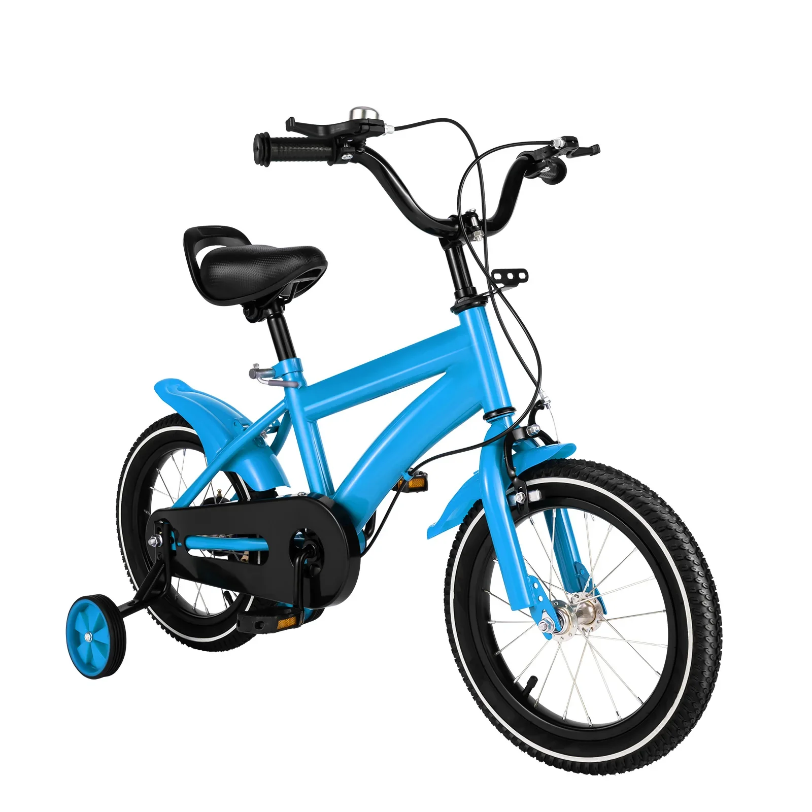 

14Inch Kids Bike with Training Wheels Yellow/Blue/Red/White Children Bicycle Chain Guard Rubber Tires for Kids and Toddler