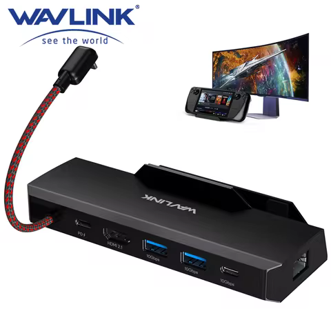 WAVLINK Steam Deck/ROG 6-in-1 Docking Station for Steam Deck/ROG Steam Deck Accessories with 4K@144Hz 100W PD Gigabit RJ45