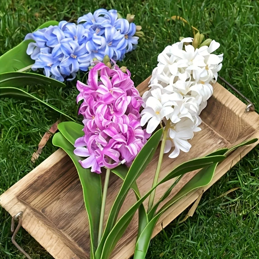 1pc Real Touch Artificial Hyacinth Flowers in Blue, Purple, White, Faux Hyacinth, Home Wedding Decor Flowers, DIY Florals, Cente