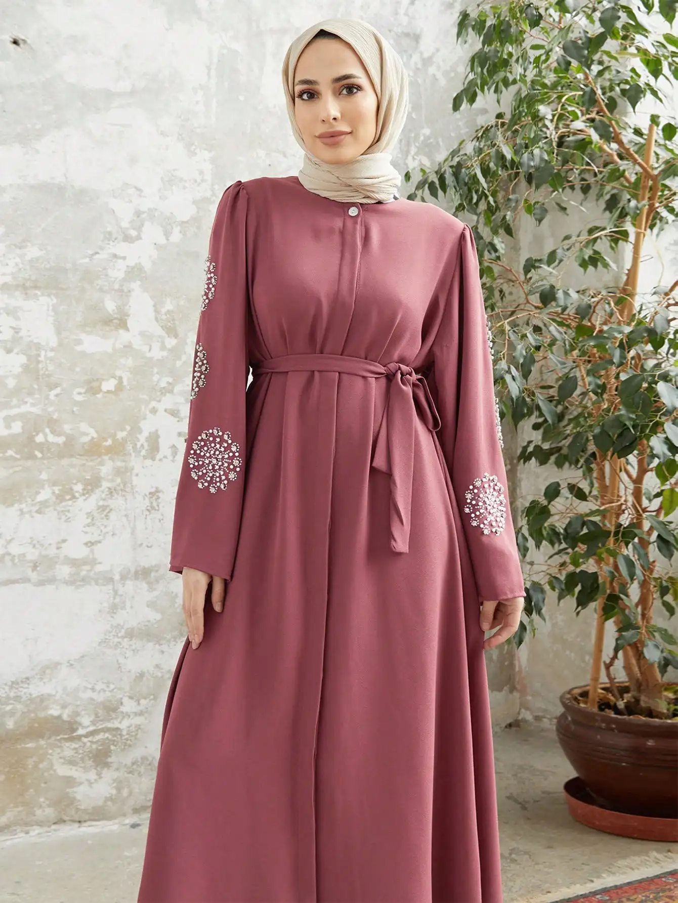 Fashion Women\'s Eid Muslim Women\'s Dresses Pleated Dresses Saudi Arabia Dubai Abaya Turkish Dresses Robe Dresses