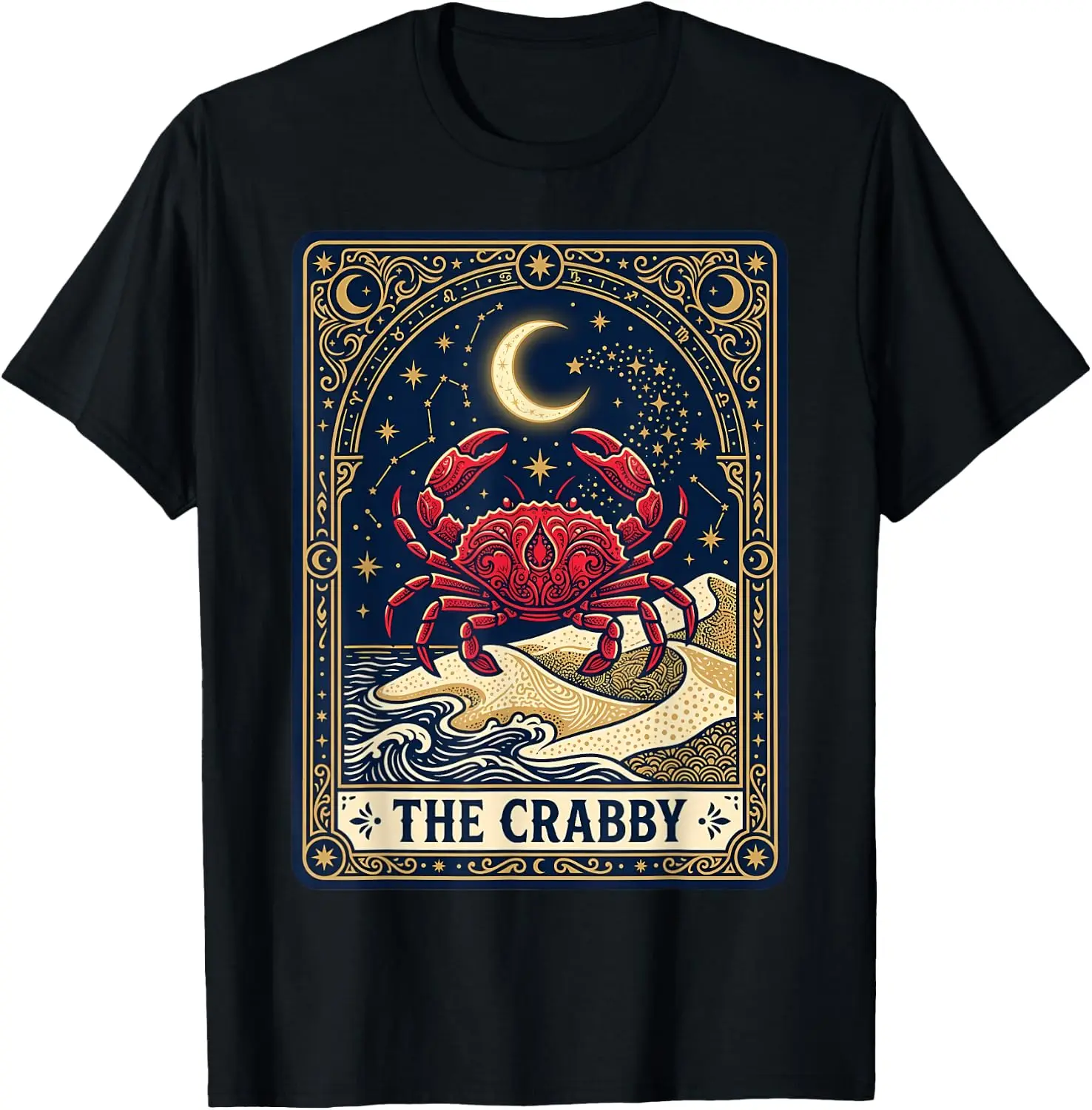 The Crabby Tarot Card Funny Cancer Zodiac Celestial Witchy T-Shirt 100% Cotton Trendy Y2K Short-Sleeve Tee-Soft, Quick-Drying,