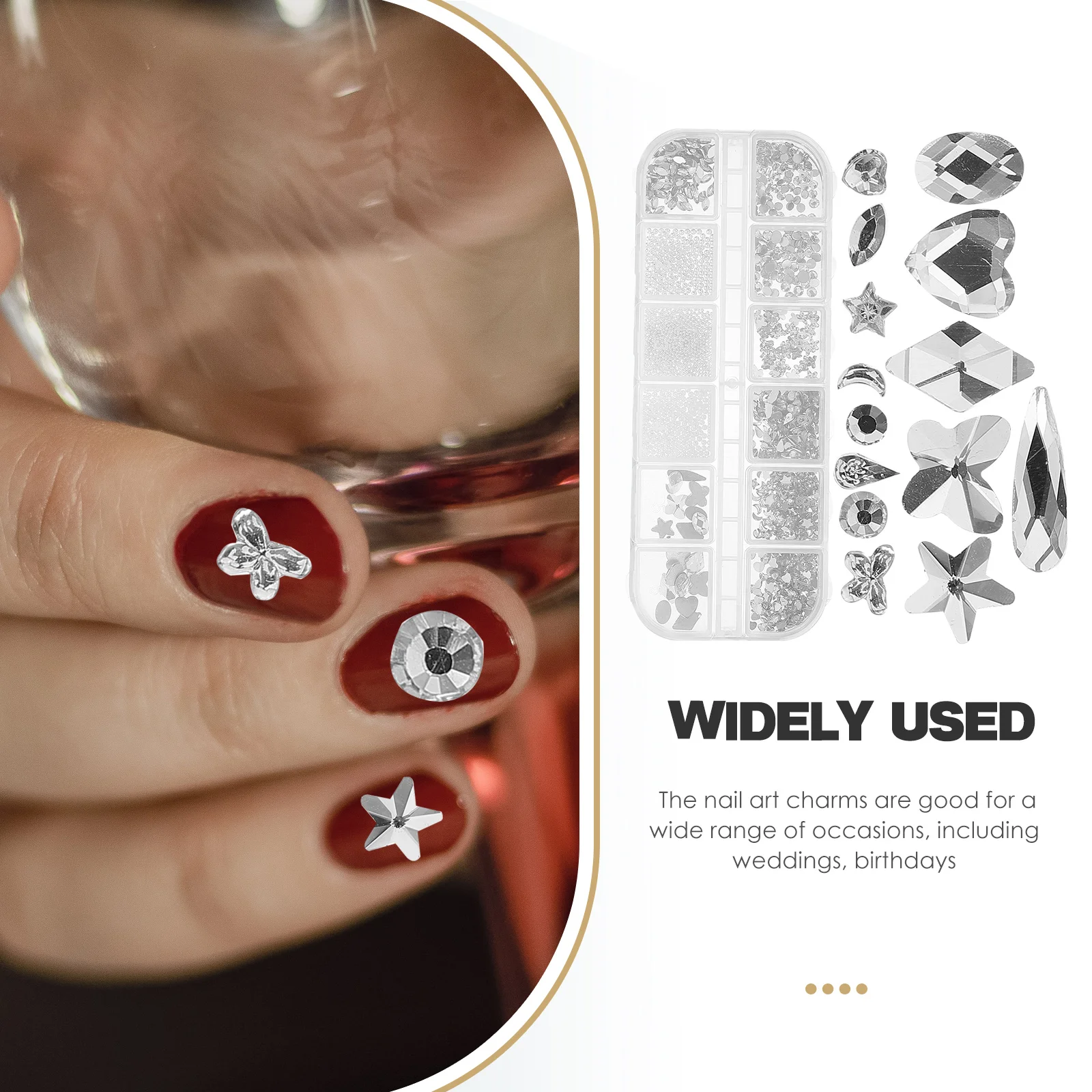 

Colorful Flat Bottom Drilled Steel Beads Nail Charms Decorations for Women Manicure Wedding Party Prom Birthday Nails Gems