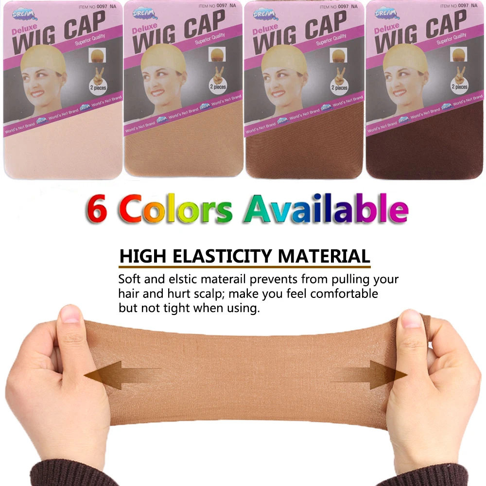 

24 pieces (12 packs) Wig Cap Hairnet Weave Stretch Mesh Wig Cap for Making Wigs Stocking Cap 6 Colors Hair Nets