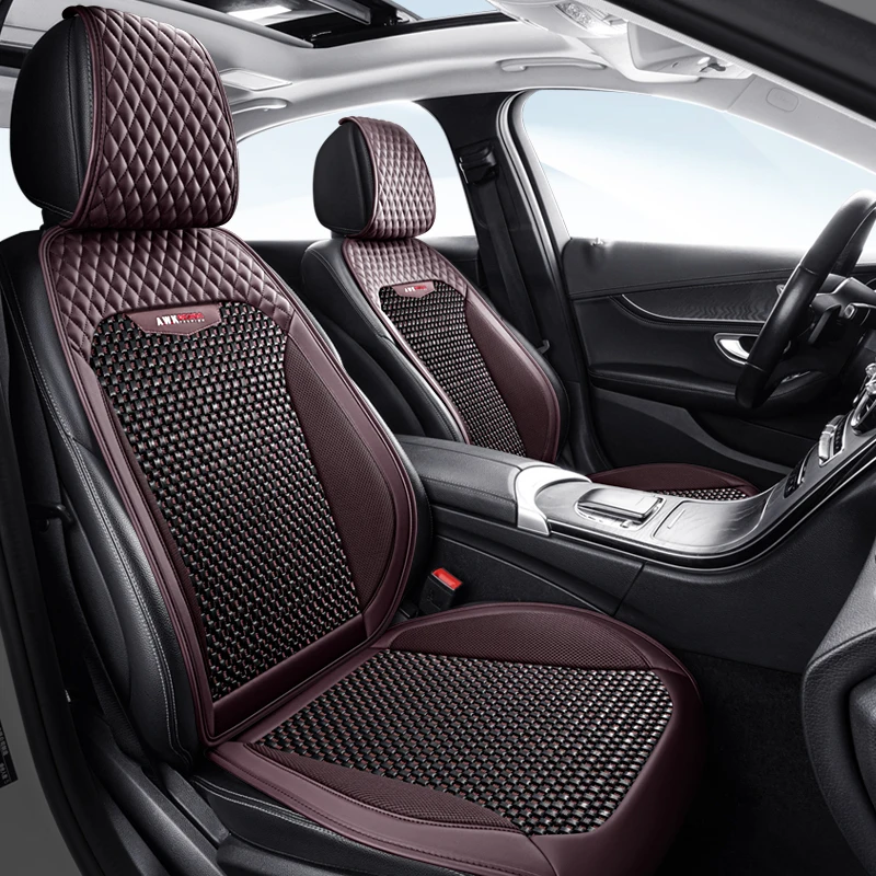 

Роскошные 5-местные чехлы на автомобильные сиденья с ромбовидной прошивкой, летние прохладные, дышащая кожа наппа и ледяной шелк, высокопрочная губка