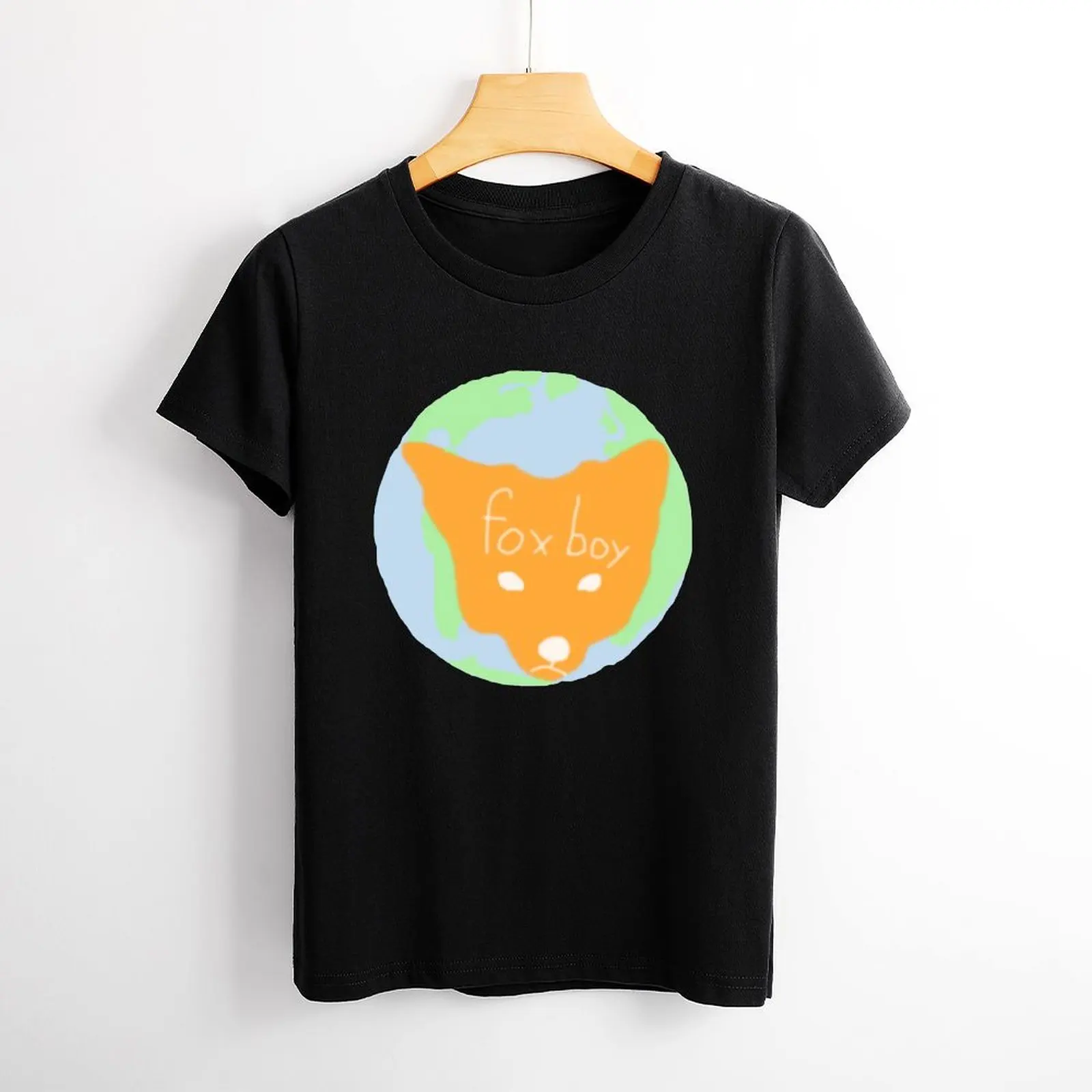 Bonito Fox Boy Globe T-Shirt, Top fresco do movimento, Gráfico Home Humor