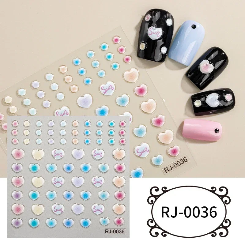 Valentine's Day Nail Art Stickers 5D Soft Embossed Flower Love Heart Pattern Adhesive Sliders Women DIY Graffiti Nail Decals