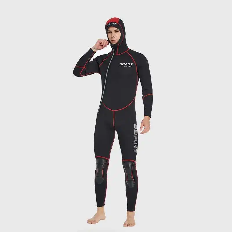 

3mm Neoprene Wetsuit Men Hooded Warm One-piece Long Sleeve Diving Suit Cold Proof Sunscreen Surfing Swimming Snorkeling Swimsuit