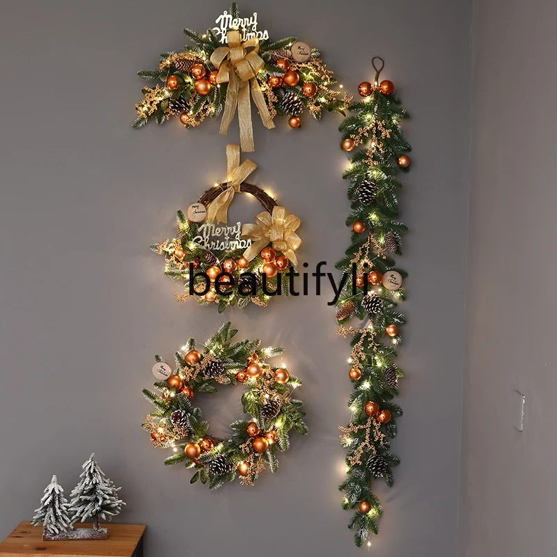 Christmas decorations Christmas tree wreaths rattan horns wall hanging door hanging hotel shopping mall window