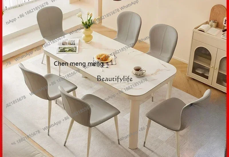 style  Cream wind rock slab dining table household small apartment simple and advanced sense ss 8617