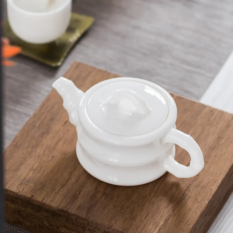 Ceramic Whiteware Jade Porcelain Tea Pot Beauties Pot Entirely Handmade Ceramic White Jade Teapot Set TieGuanYin Tea  Porcelain