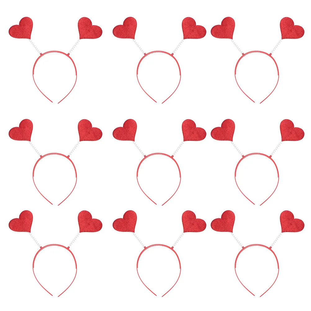 

9Pcs Valentine's Day Heart Headbands Girls Party Hairband Lovely Heart Shape Hair Hoops Lovely Party Headbands