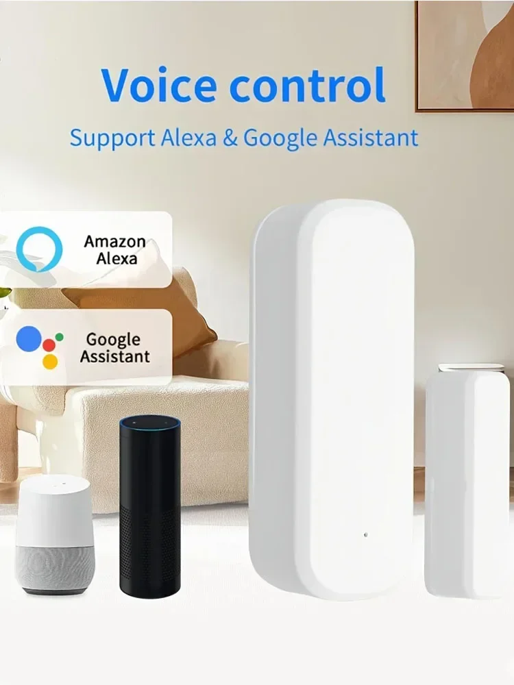 Sensore per porte e finestre Zigbee da 1-4 pezzi con avviso di notifica app per la sicurezza domestica e l'automazione domestica intelligente compatibile con Alexa Google