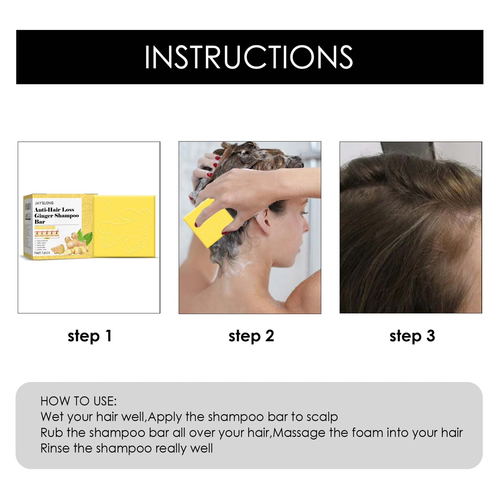 Anti-haaruitval Gember Shampoo Bar Balansolie Verhogend haarvolume Voedt de haarwortel Haargroei Shampoo Bar