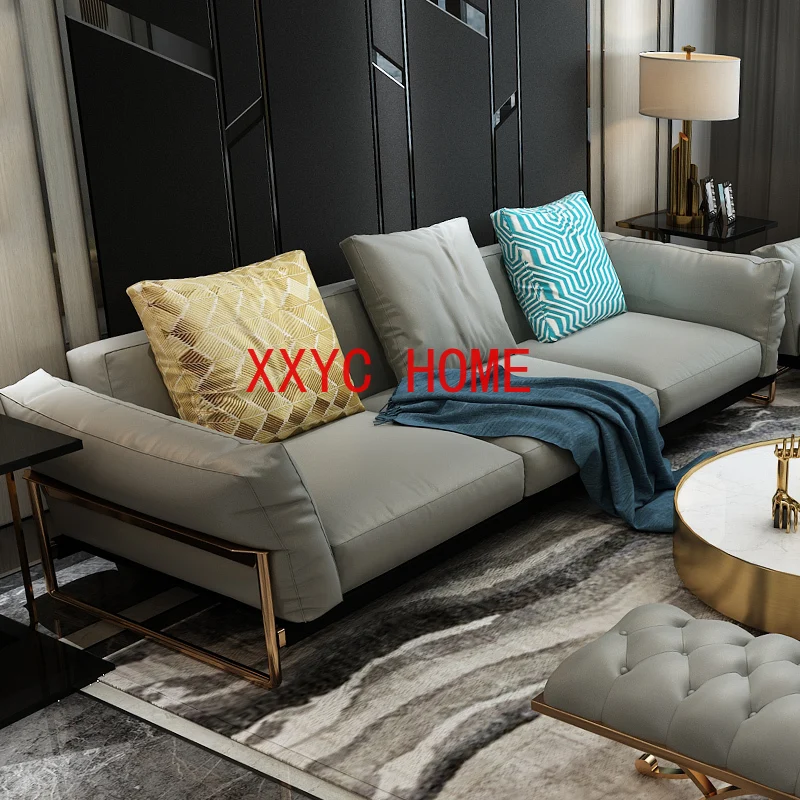 Light Luxury Leather Combination Small Apartment Post-Modern Living Room down Nordic Sofa