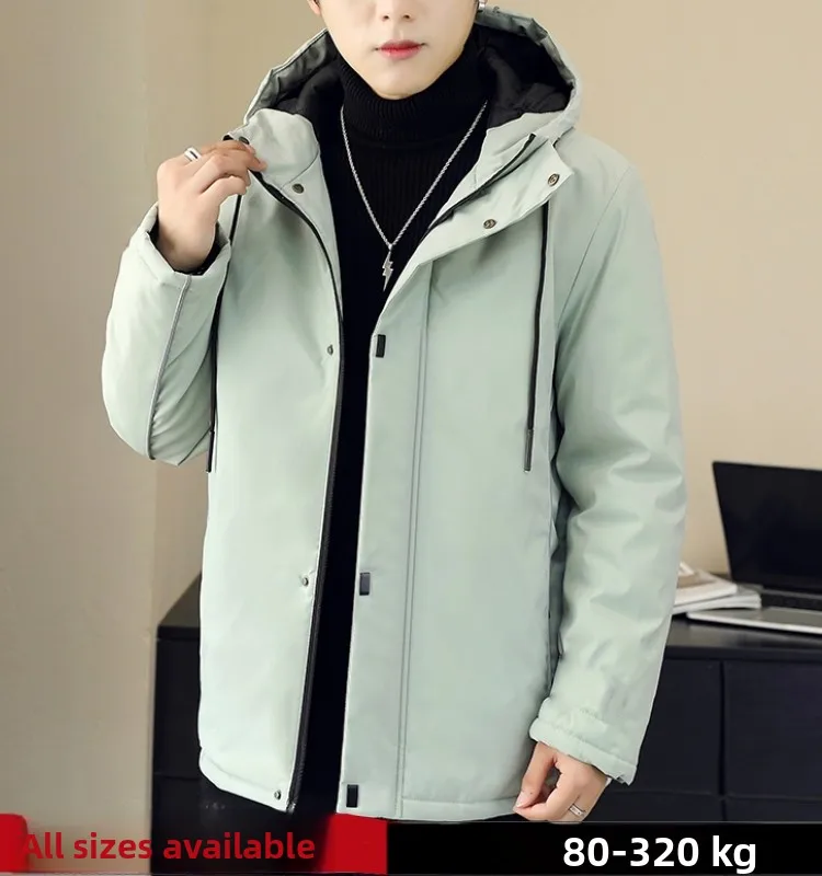 

Мужская зимняя куртка с капюшоном из хлопка, новая модель, утепленная, модная, в корейском стиле, больших размеров, повседневная, теплая, из полиэфирного волокна