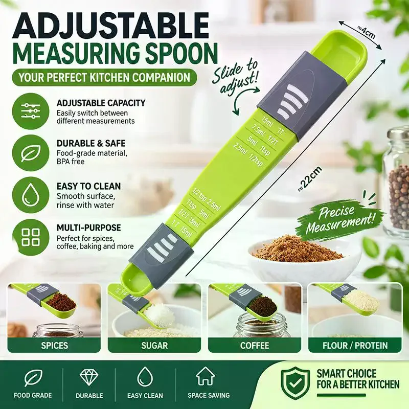 1/2Pcs Measuring Spoon Set Adjustable Baking Measuring Spoon With Scale Reusable Plastic Kitchen Measuring Cup Supply Set