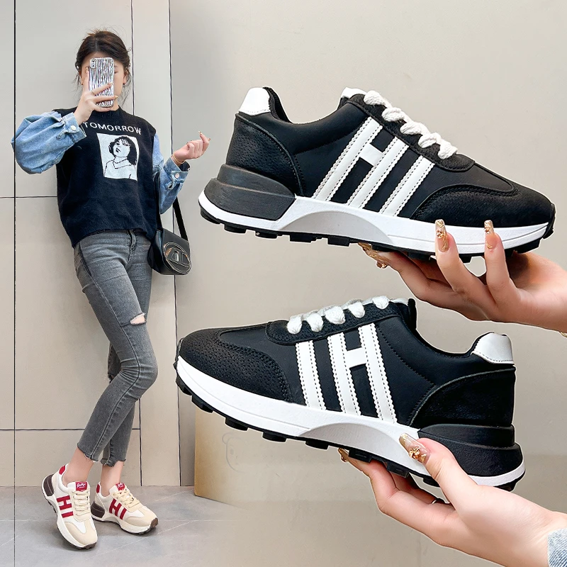 Women's Vulcanized Shoes Lace-up Platform Casual Shoes Breathable Hard-wearing Wedges Lightweight Comfortable Sneakers Women