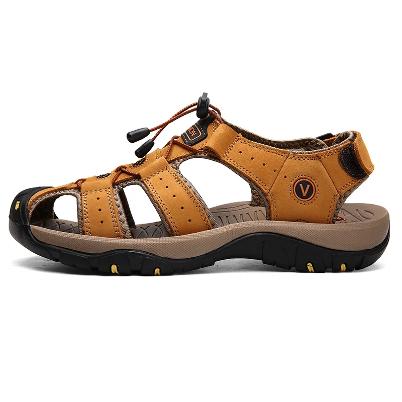 

Shoes For Men Low Sandals Sneakers Flip Flops Summer Outdoor Mountaineering Wading Genuine Leather Sandal For Men Plus Size38-48