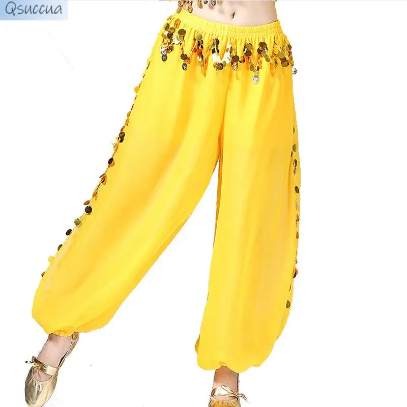 

Belly Dance Pants Chiffon Split Wide-Leg Sequined Pants Indian Dance Bloomers Xinjiang Dance Performance Clothes