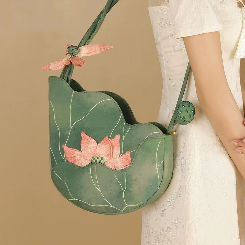 Original Hanfu Qipao Accessories Handbag Women's Bag Chinese Style Vintage Hanfu Bag Lotus Bag Women Daily Hanfu Qipao Bag