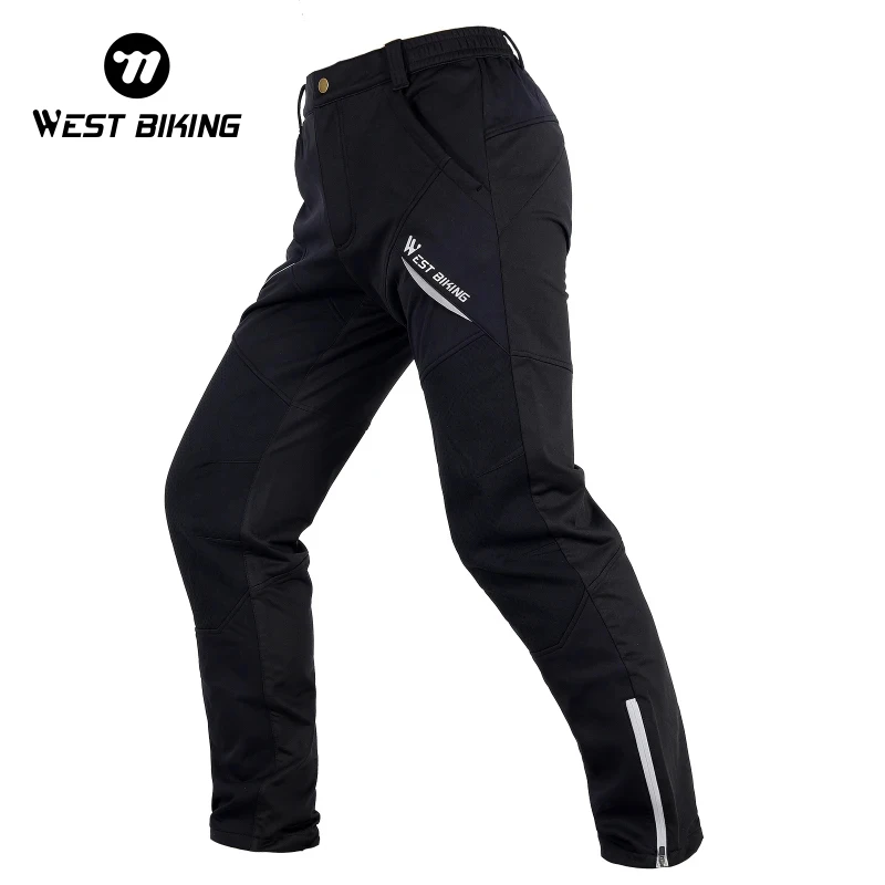 WEST BIKING Winter Thermal Fleece Cycling Pants Rainproof Windproof Reflective Cycling Jersey Men Women Comfortable Sportswear