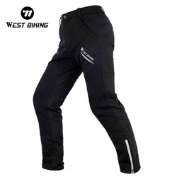 WEST BIKING Winter Thermal Fleece Cycling Pants Rainproof Windproof Reflective Cycling Jersey Men Women Comfortable Sportswear