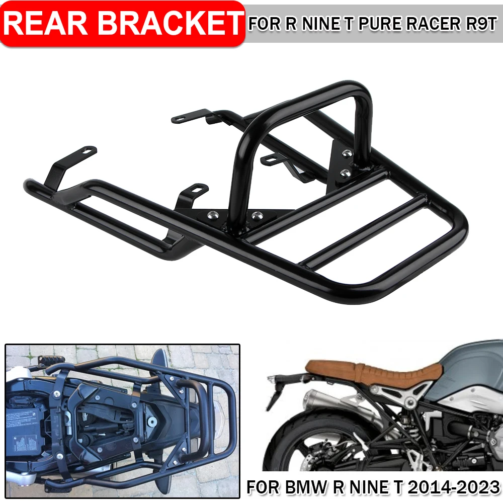 Motorcycle Rear Seat Rack With Handle Grip Luggage Bracket Carrier Cargo Shelf Support For BMW R Nine T R9T Pure Racer 2014-2023