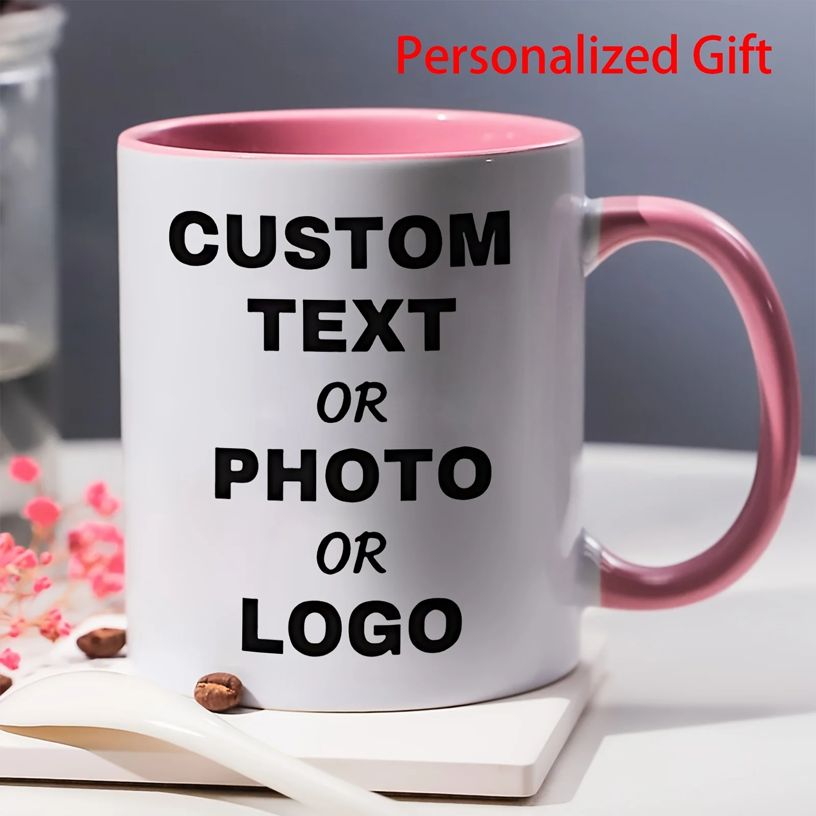 1-pack 11oz colorful ceramic mug, personalized with custom text, photo, or logo, customizable gift mug, suitable for home, frien