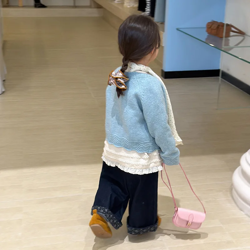 Children's Clothing Korean Gentle Wave Edge Star Buckle Comfortable Casual Knitted Cardigan Soft Sticky Sweater Jacket