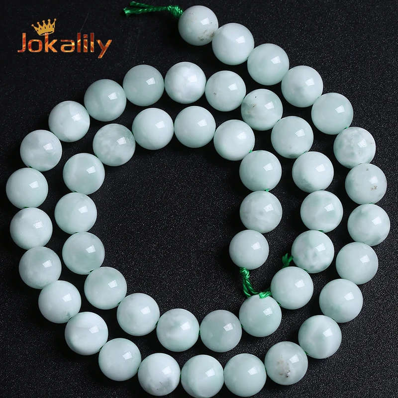 Genuine Semi-precious Natural Green Angelite Larimar Stone Beads For Jewelry Making Loose Beads DIY Bracelets 4 6 8 10 12mm 15
