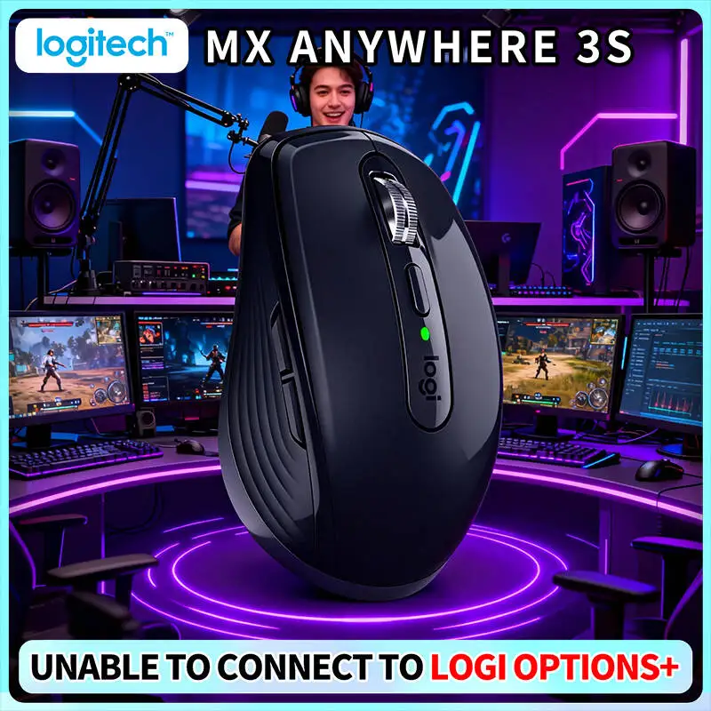 Durable MX Anywhere 3S - 8K DPI Darkfield, 70-Day Battery, Silent Click, Ideal for Tea Shop Office & Stock Prep