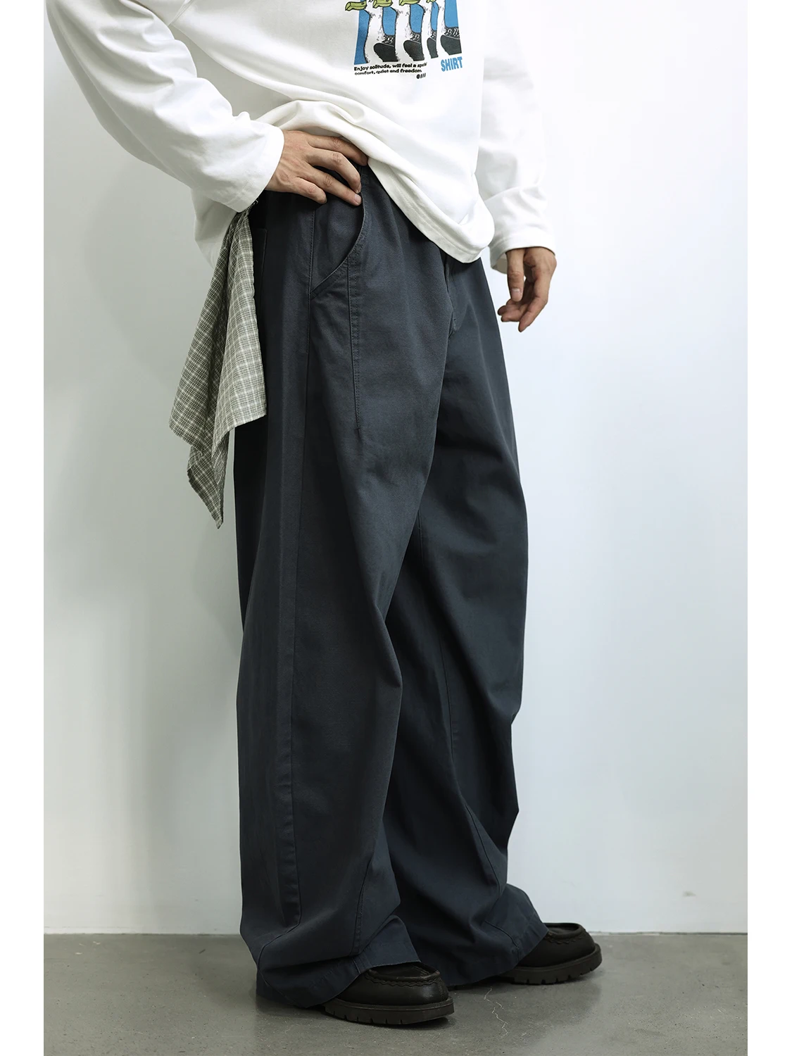 

Мужские хлопковые брюки прямого кроя LH Store, дышащие, свободного кроя, в стиле ретро, японские, повседневные, из чистого хлопка, длинные брюки